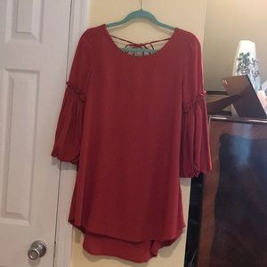 short dress 3/4 sleeves w/nice detail brick color
